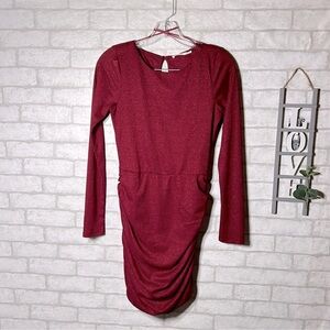 Francesca's Mi ami ruched red sparkly mini dress size Small